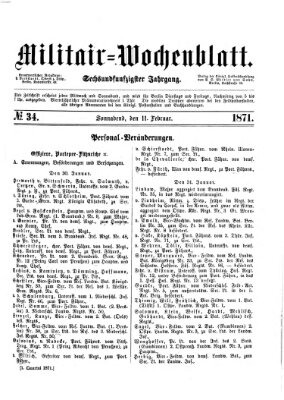 Militär-Wochenblatt Samstag 11. Februar 1871