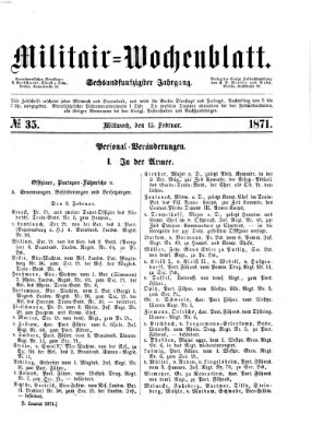 Militär-Wochenblatt Mittwoch 15. Februar 1871