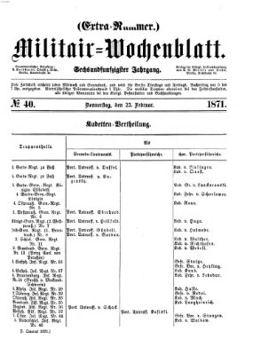 Militär-Wochenblatt Donnerstag 23. Februar 1871