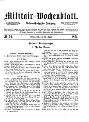 Militär-Wochenblatt Samstag 22. April 1871