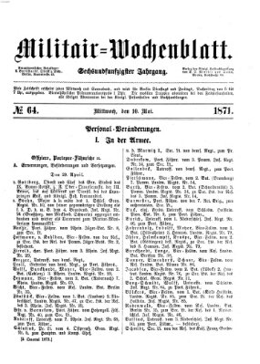 Militär-Wochenblatt Mittwoch 10. Mai 1871