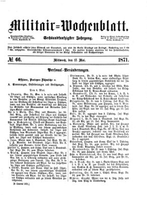 Militär-Wochenblatt Mittwoch 17. Mai 1871