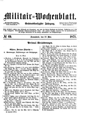 Militär-Wochenblatt Samstag 27. Mai 1871