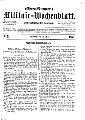 Militär-Wochenblatt Mittwoch 31. Mai 1871