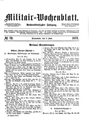 Militär-Wochenblatt Samstag 3. Juni 1871