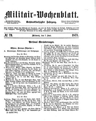 Militär-Wochenblatt Mittwoch 7. Juni 1871