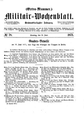 Militär-Wochenblatt Sonntag 18. Juni 1871