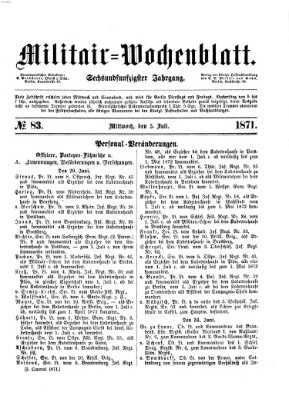 Militär-Wochenblatt Mittwoch 5. Juli 1871