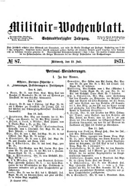 Militär-Wochenblatt Mittwoch 19. Juli 1871