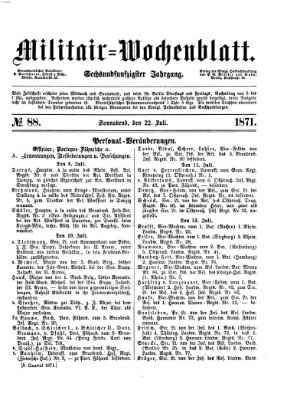 Militär-Wochenblatt Samstag 22. Juli 1871