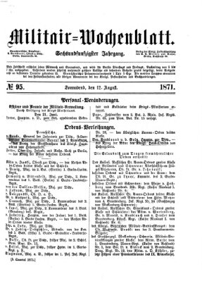 Militär-Wochenblatt Samstag 12. August 1871