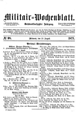 Militär-Wochenblatt Mittwoch 23. August 1871