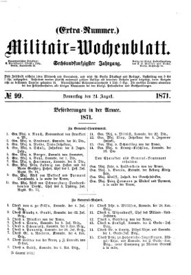 Militär-Wochenblatt Donnerstag 24. August 1871