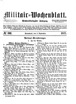 Militär-Wochenblatt Samstag 2. September 1871