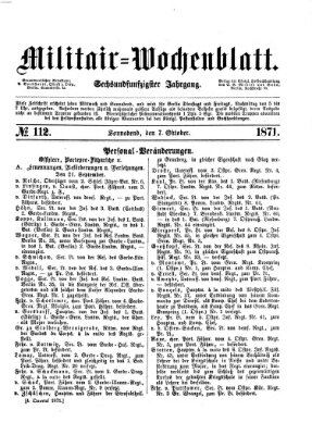 Militär-Wochenblatt Samstag 7. Oktober 1871