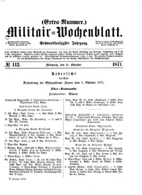 Militär-Wochenblatt Mittwoch 11. Oktober 1871