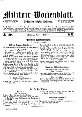 Militär-Wochenblatt Mittwoch 25. Oktober 1871