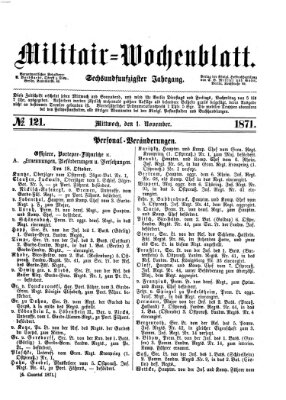 Militär-Wochenblatt Mittwoch 1. November 1871