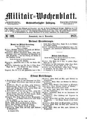 Militär-Wochenblatt Samstag 4. November 1871