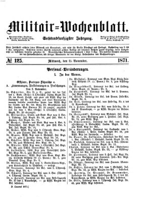 Militär-Wochenblatt Mittwoch 15. November 1871