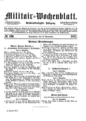 Militär-Wochenblatt Samstag 18. November 1871