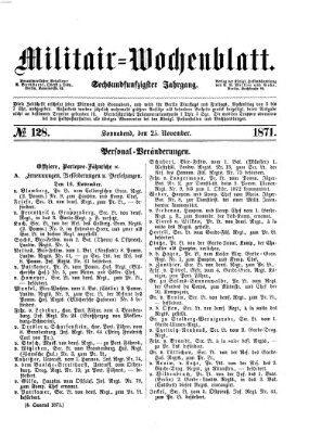 Militär-Wochenblatt Samstag 25. November 1871