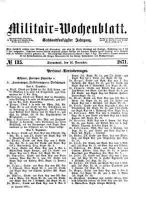 Militär-Wochenblatt Samstag 16. Dezember 1871