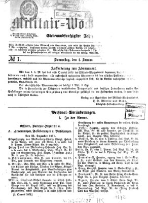 Militär-Wochenblatt Donnerstag 4. Januar 1872