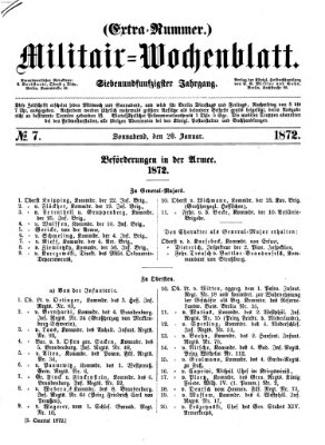 Militär-Wochenblatt Sonntag 21. Januar 1872