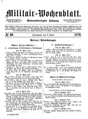 Militär-Wochenblatt Samstag 6. April 1872
