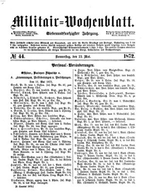 Militär-Wochenblatt Donnerstag 23. Mai 1872