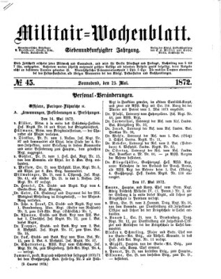 Militär-Wochenblatt Samstag 25. Mai 1872