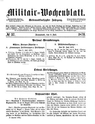 Militär-Wochenblatt Samstag 6. Juli 1872