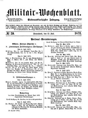 Militär-Wochenblatt Samstag 13. Juli 1872