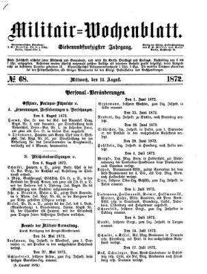 Militär-Wochenblatt Mittwoch 14. August 1872