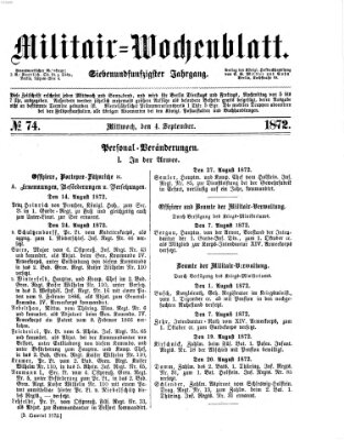 Militär-Wochenblatt Mittwoch 4. September 1872