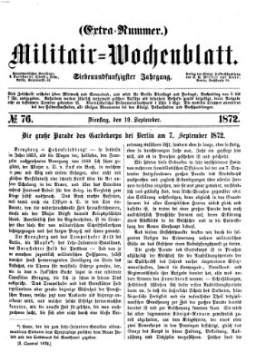 Militär-Wochenblatt Dienstag 10. September 1872