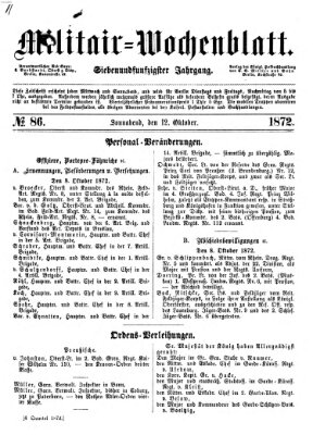 Militär-Wochenblatt Samstag 12. Oktober 1872