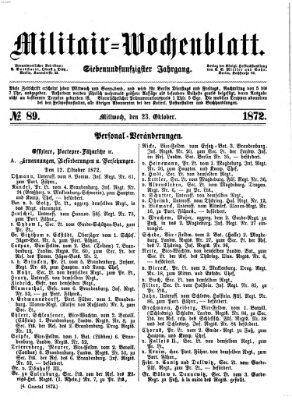 Militär-Wochenblatt Mittwoch 23. Oktober 1872