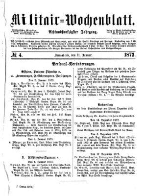 Militär-Wochenblatt Samstag 11. Januar 1873