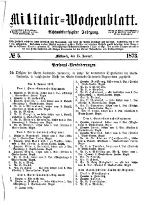 Militär-Wochenblatt Mittwoch 15. Januar 1873