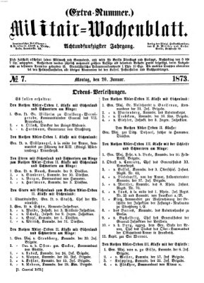 Militär-Wochenblatt Montag 20. Januar 1873