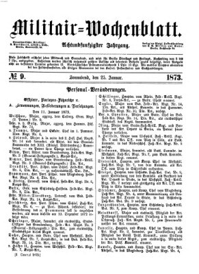 Militär-Wochenblatt Samstag 25. Januar 1873