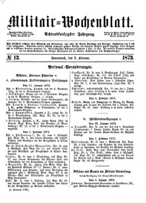 Militär-Wochenblatt Samstag 8. Februar 1873