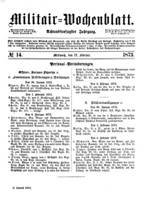 Militär-Wochenblatt Mittwoch 12. Februar 1873