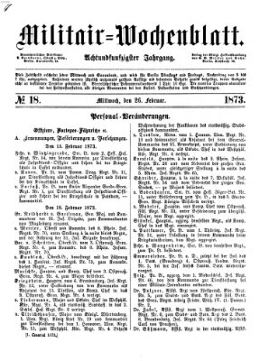 Militär-Wochenblatt Mittwoch 26. Februar 1873