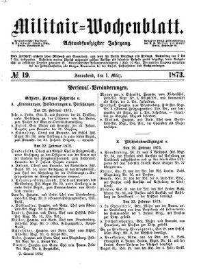 Militär-Wochenblatt Samstag 1. März 1873