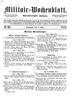 Militär-Wochenblatt Samstag 15. März 1873