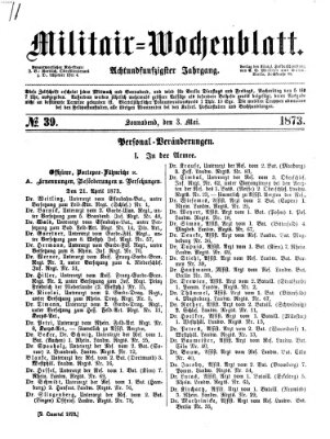 Militär-Wochenblatt Samstag 3. Mai 1873