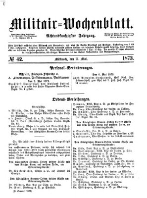 Militär-Wochenblatt Mittwoch 14. Mai 1873